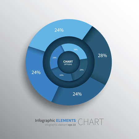 modern circle chart with values and percentageのイラスト素材