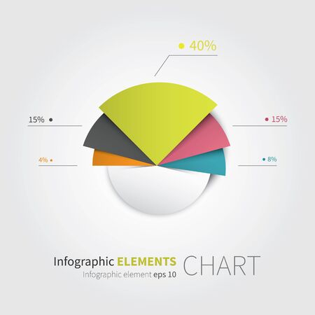 3d clices of pie circle with percentage numbersのイラスト素材
