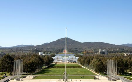 A view of Old Parliament House and the National War Memorial, Canberra, Australiaのeditorial素材
