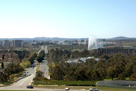 A view of Canberra, captured from the rooftop of Parliament Houseの写真素材
