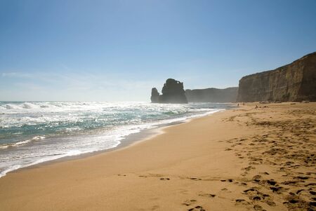 Two of the Twelve Apostles - a series of limestone stacks on the shoreline in Southern Victoria, is one of Australia's premier tourist attractionsの写真素材