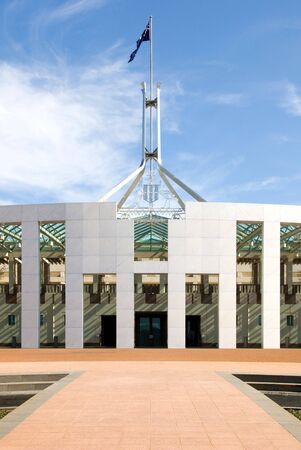 The facade of the main entrance in to Parliament House, Canberra, Australiaの写真素材