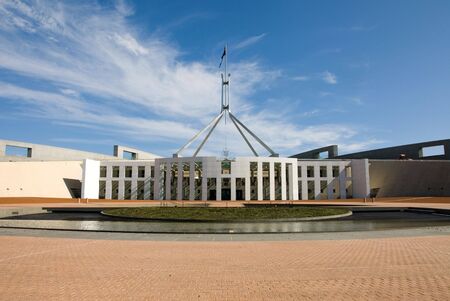 The facade of the main entrance in to Parliament House, Canberra, Australiaの写真素材