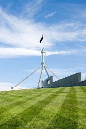 The flag pole above Parliament House, Canberra, Australia
