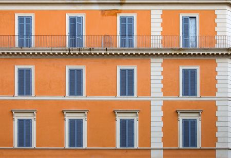 A colourful apartment building, Rome, Italyの写真素材