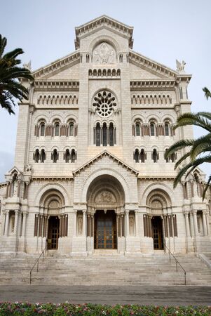 Cathedral of Monaco built between 1875 and 1884 in the Romanesque-Byzantine style. の写真素材
