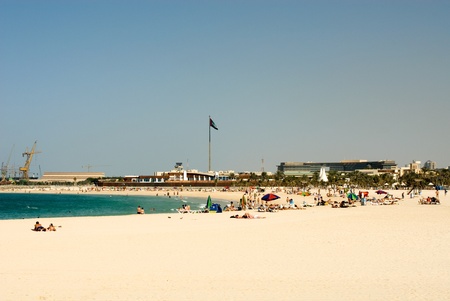 Beachgoers on Jumeirah Beach, Dubaiの写真素材