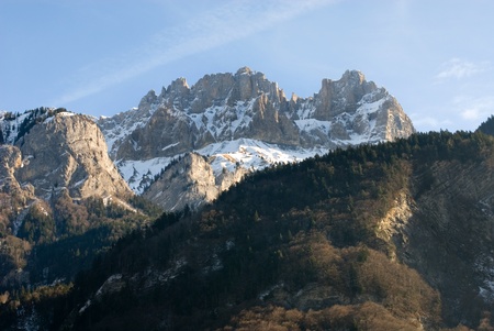 A rugged mountain range near Chamonix, Franceの写真素材
