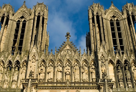 The imposing structure of Reims Cathedral, Franceの写真素材
