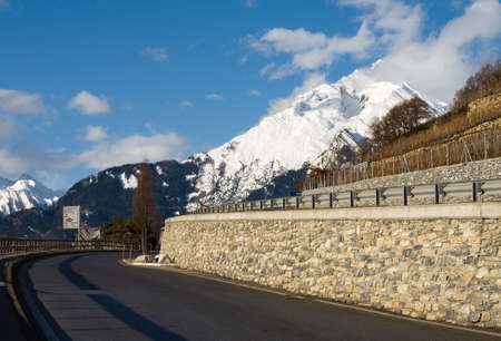 An alpine road, Switzerlandの写真素材