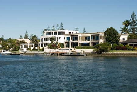 Luxury homes on a waterway, Surfers Paradise, Queensland, Australiaのeditorial素材