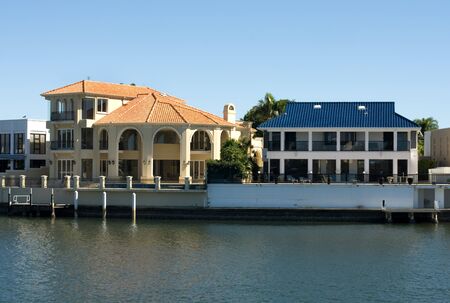 Luxury homes on a waterway, Surfers Paradise, Queensland, Australiaのeditorial素材