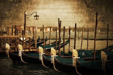 Gondolas on the Grand Canal, Venice, Italyの写真素材