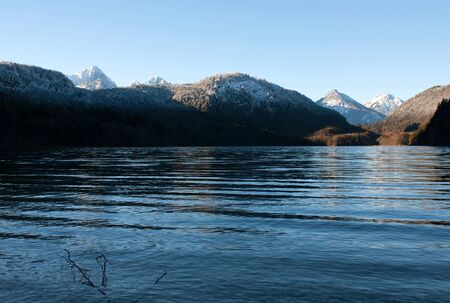 Lake Alpsee, in Winter, near Schwangau, Germanyの写真素材
