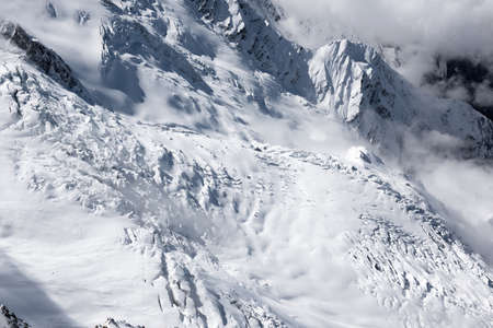 Glacier des Bossons above the resort town of Chamonix, in France