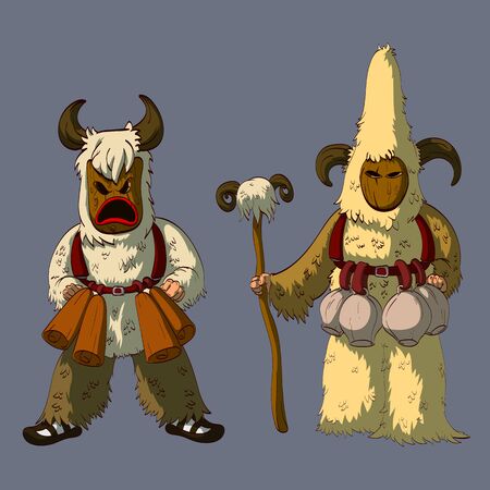 Bulgarian Kukeri illustrationsのイラスト素材