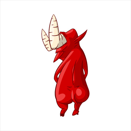 Colorful vector illustration of a cartoon red demon, imp or devilのイラスト素材
