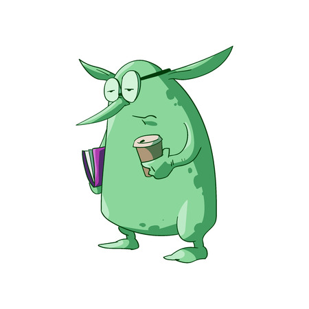 Colorful vector illustration of a cartoon office, corporate troll or goblin.のイラスト素材