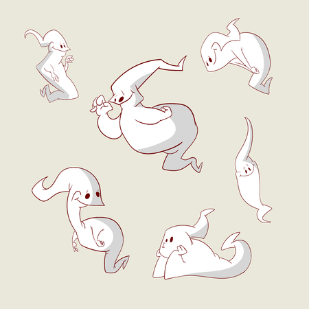 collection of vector cartoon ghostsのイラスト素材