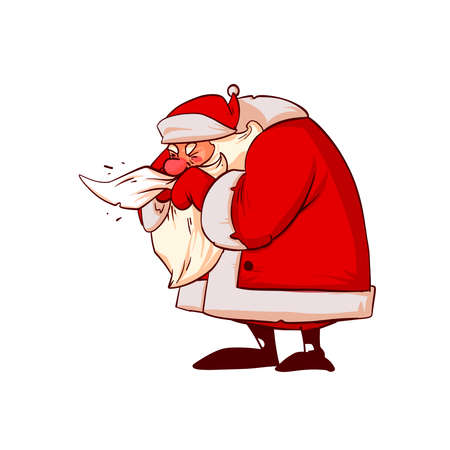 Colorful vector illustration of a sick Santa Clausのイラスト素材