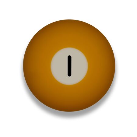 Isolated number 1 yellow pool ball, with drop shadow on a white backgroundの写真素材