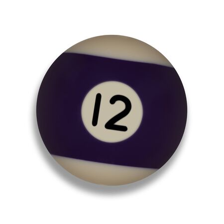 Isolated number 12 purple pool ball, with drop shadow on a white backgroundの写真素材