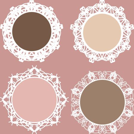 Set of round vintage lacy framesのイラスト素材