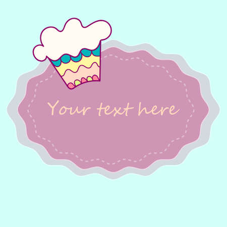 Cute birthday invitation template with cupcakeのイラスト素材