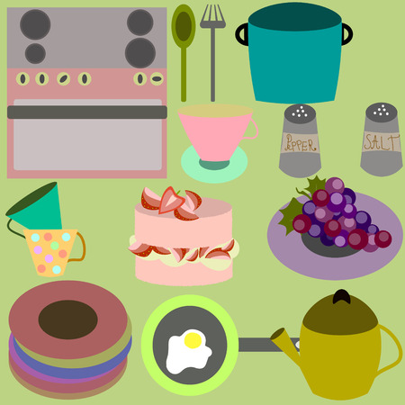 Set of different kitchen toolsのイラスト素材