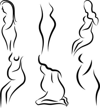 Pregnant women silhouette vector setのイラスト素材