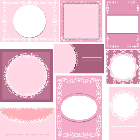 Set of templates for cards,wedding,birthday invitations with vintage ornamentsのイラスト素材