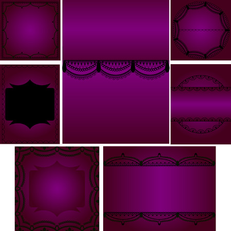 Set of templates for cards,wedding,birthday invitations with lace decorations, pink luxury vintage cardsのイラスト素材