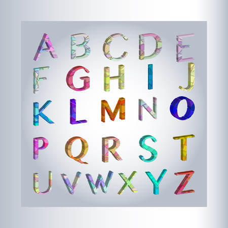 Vector 3d alphabet, separated alphabet letters with 3d effectのイラスト素材