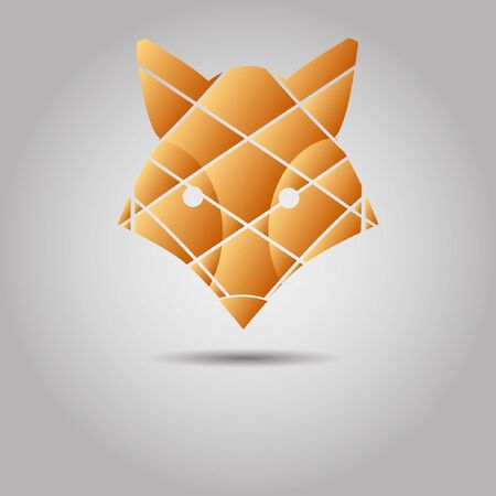 Abstract logo with fox head, modern style logotype with geometrical shapes, animal logo on silver backgroundのイラスト素材