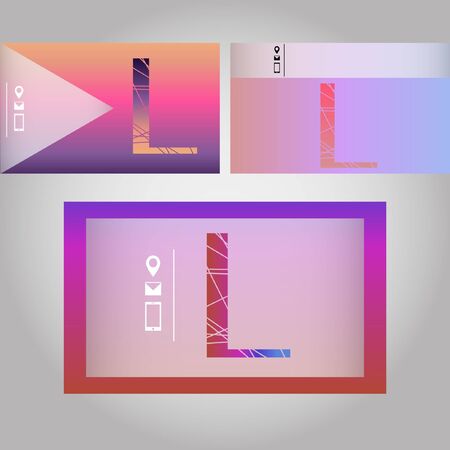 Set of three business card with letter L,  templates for cards,presentations,business cards with modern designのイラスト素材