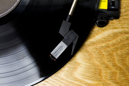 A record player playing a vinyl record