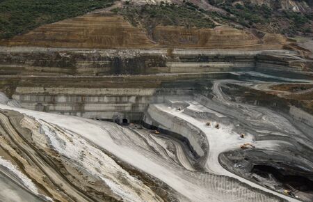 Lignite mining pit above view landscapeの写真素材