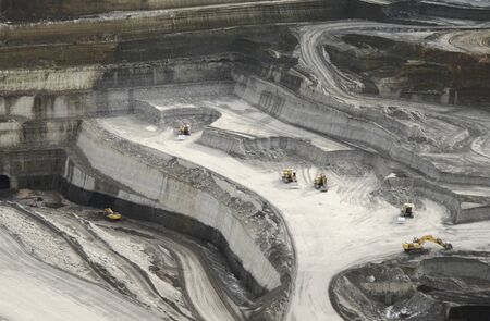 Lignite mining pit above view landscapeの写真素材