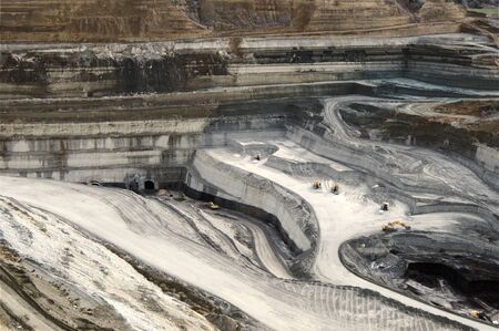 Lignite mining pit above view landscapeの写真素材