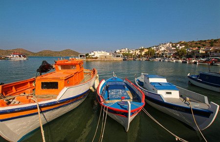 Fishing boats in Elounda, Creteのeditorial素材