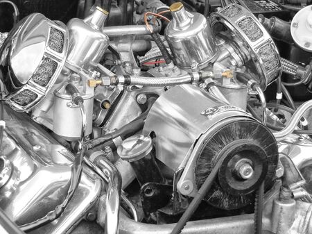 old shiny daimler sports car engineのeditorial素材