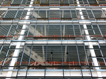 modern steel framework building during construction