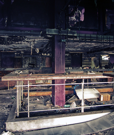 interior of an old derelict abandoned nightclubの写真素材