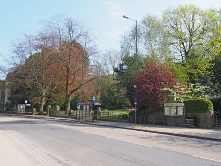 hebden bridge, west yorkshire / united kingdom - 20 May 2020: the park on new road in the centre of...