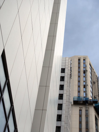 leeds, west yorkshire, united kingdom - 11 may 2021: tall modern buildings on merrion way in the...