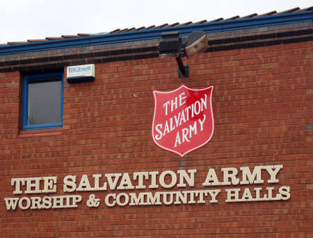 leeds, west yorkshire, united kingdom - 25 august 2021: salvation army symbol on the community hall in nile street leedsのeditorial素材