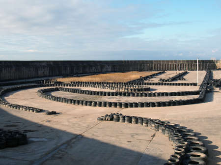 Blackpool, Lancashire, United Kingdom - 7 March 2020: the go-kart track in the old boating pool in blackpoolのeditorial素材