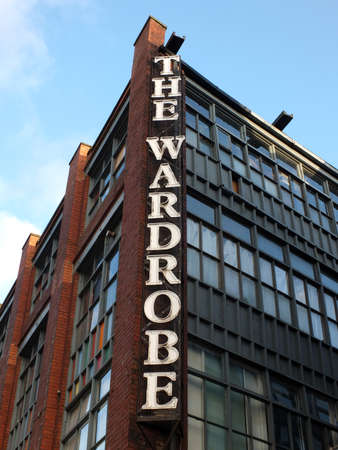 sign on the wardrobe building a live comedy leeds, west yorkshire, united kingdom - 17 march 2022: bar and music venue in st peters square in leedsのeditorial素材