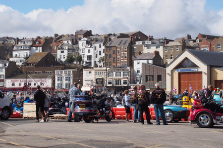 Scarborough, North Yorkshire, United Kingdom - 11 September 2022: honda gold wing motorcycles and bikers parked in Scarborough harbourのeditorial素材