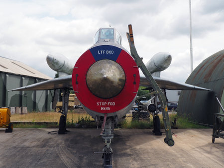 Elvington, Yorkshire, United Kingdom - 11 07 2023: English Electric Lightning F6 a British fighter and interceptor aircraft used from the 1960s to the late 1980sのeditorial素材